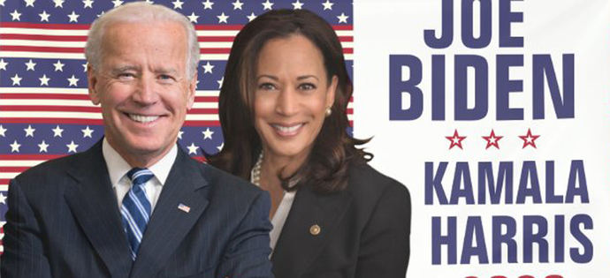 Joe Biden y Kamala Harris en un poster de la campaña.