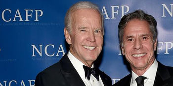 Joe Biden y Antony Blinken en un acto del Comité Nacional de Política Exterior Estadounidense (NCAFP)