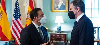 El ministro de Exteriores español, José Manuel Albares con el secretario de Estado norteamericano Antony Blinken.