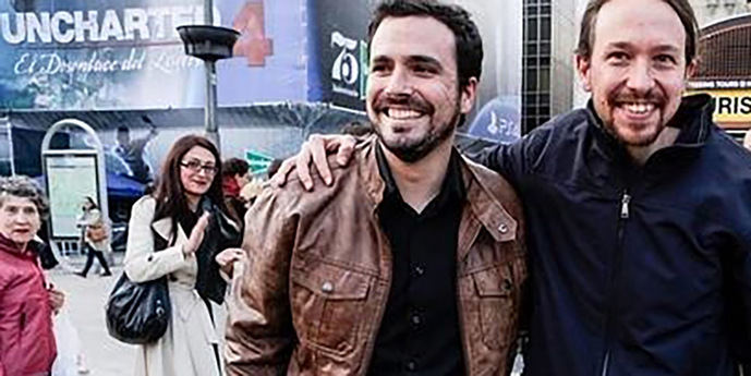 Alberto Garzón y Pablo Iglesias.