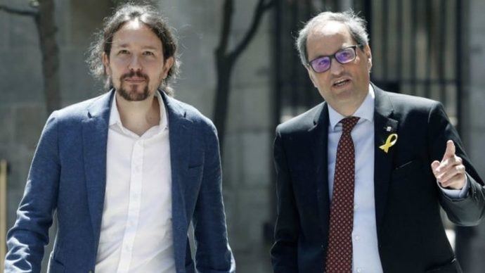 Pablo Iglesias y Quim Torra antes del coronavirus.