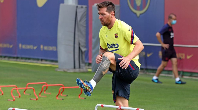 Lionel Messi en un entrenamiento.