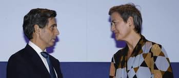 Alvarez- Pallete y Margrethe Vestager.