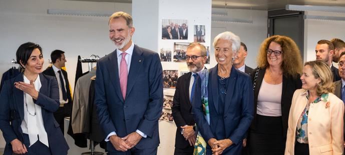 El Rey Felipe VI con Christine Lagarde en la sede del Banco Central Europeo en Franfurt.