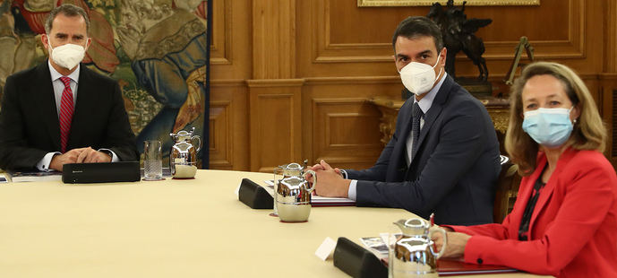 Pedro Sánchez y Nadia Calviño presentaron al Rey Felipe VI el Plan de Recuperación Económica.