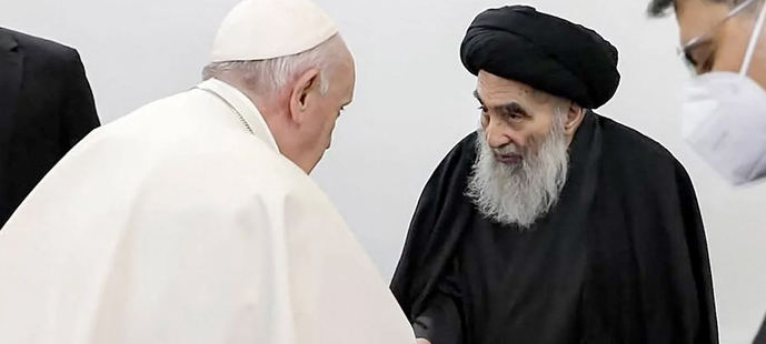 El papa Francisco con el Ayatollah iraquí Ali Sistani.